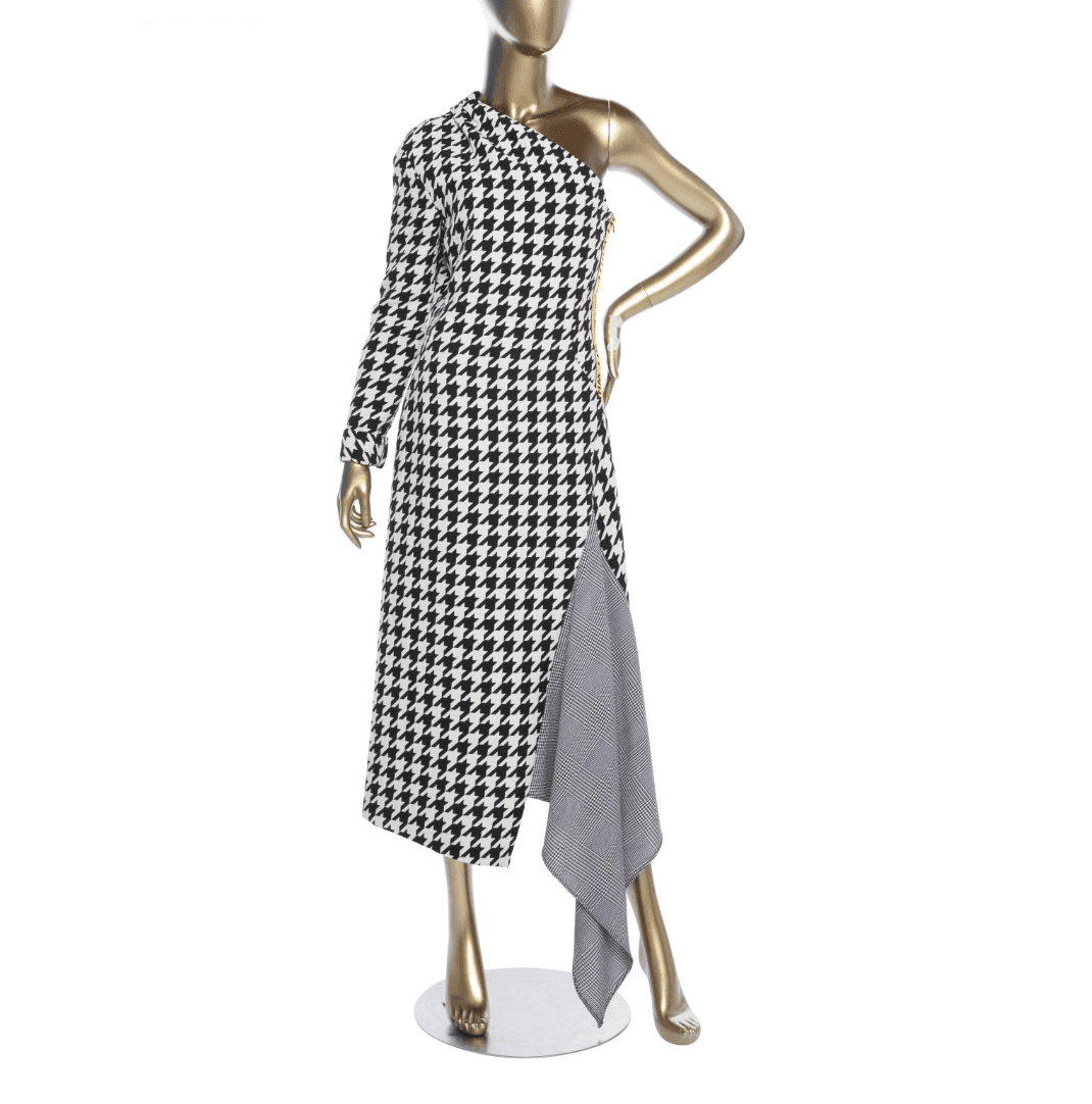 Off White Checkered Midi Dress
