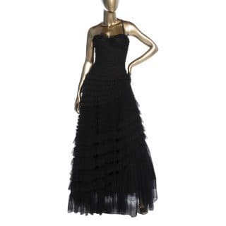 Christian Dior Ruffled Black Tulle Gown