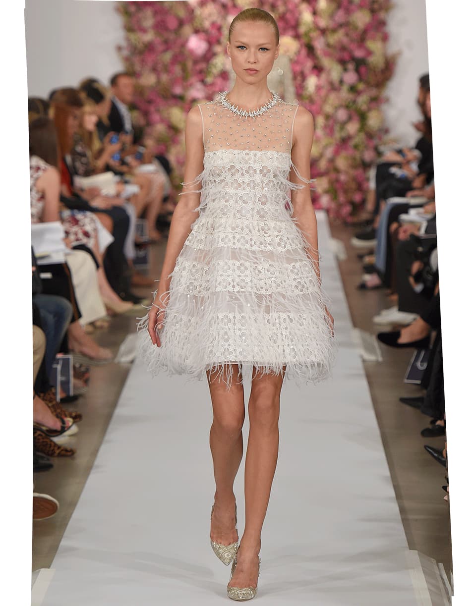 Oscar De La Renta Ostrich Feather Vintage White Dress