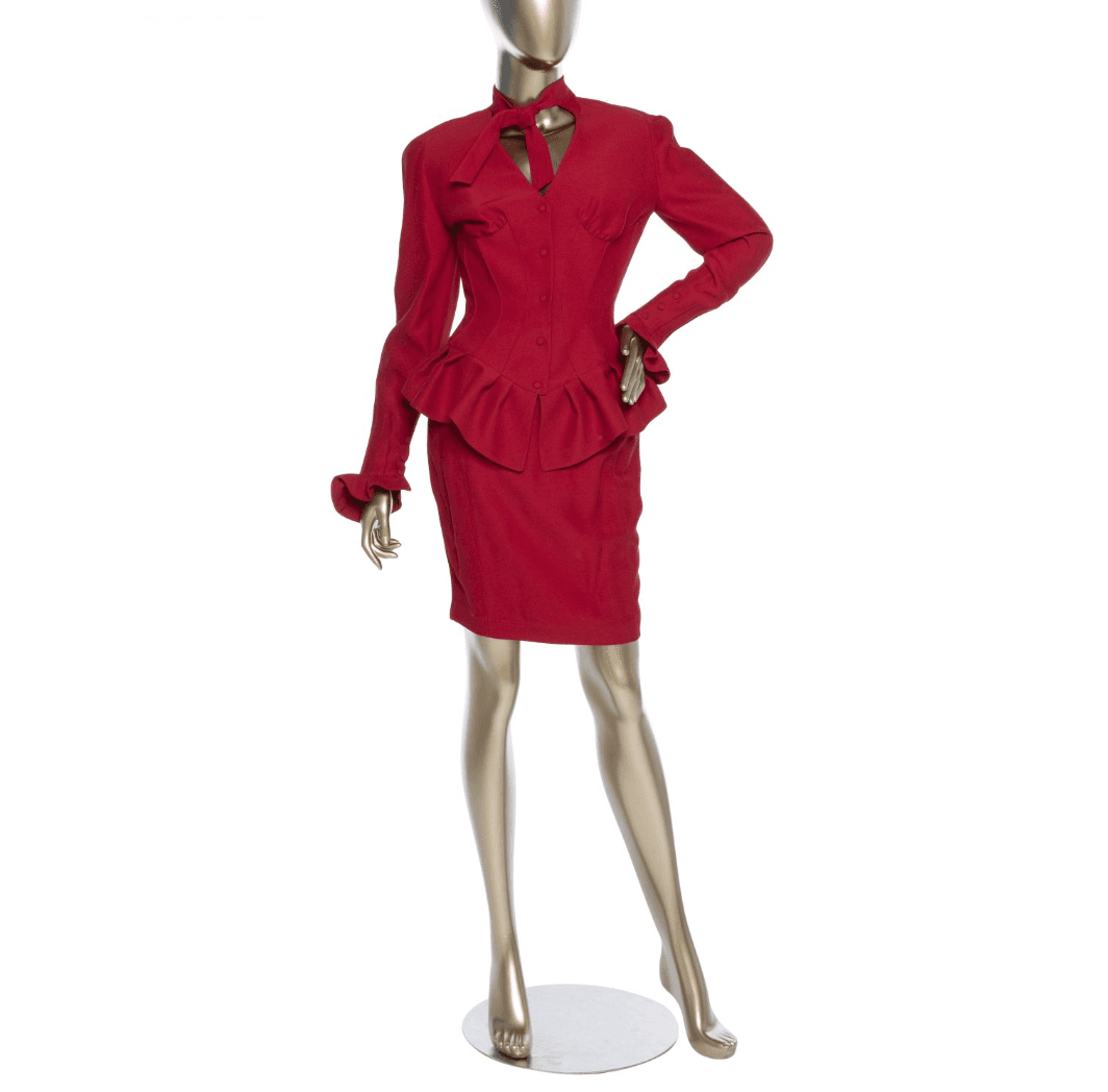 Thierry Mugler Red Skirt Set Vintage Suit