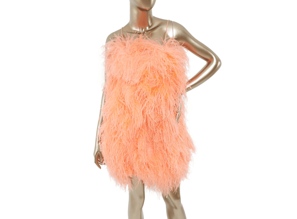 Adrienne Landau Flamingo Pink Feather Dress
