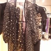 Vintage Black Sheer Gold Star Robe — image 1