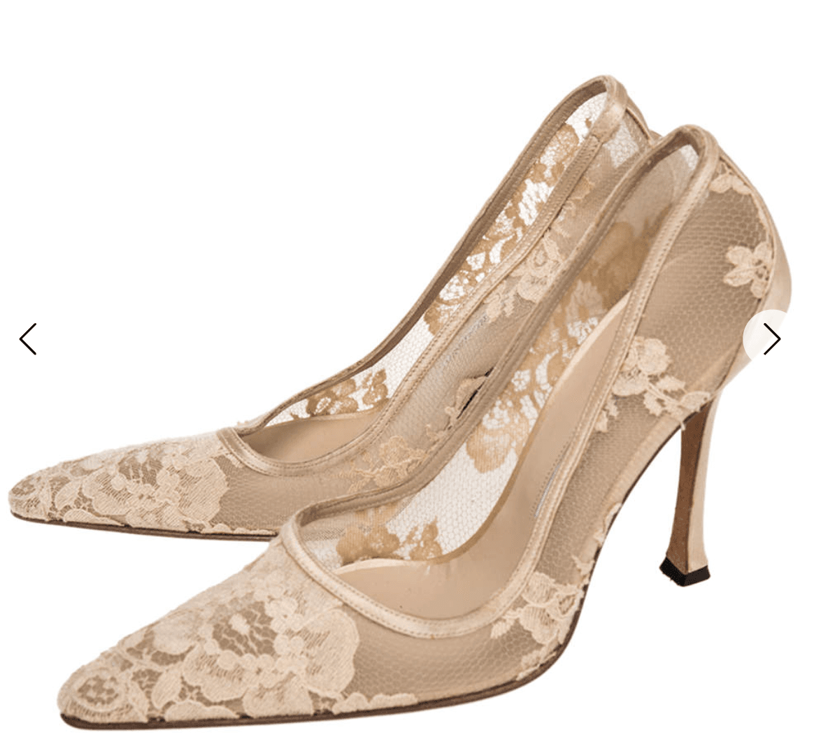 Manolo Blahnik Nude Lace Pumps