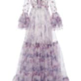 Costarellos Tiered Embellished Printed Organza Gown — image 1