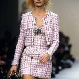 Vintage Chanel Pink Tweed Suit With Multi-color Trim — image 1