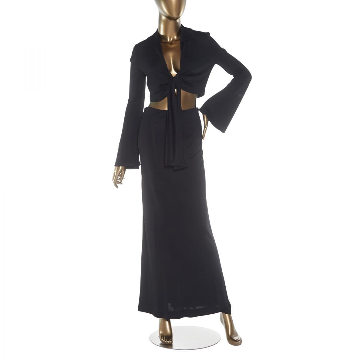 Vintage Gucci Tie Top With Maxi Skirt Set