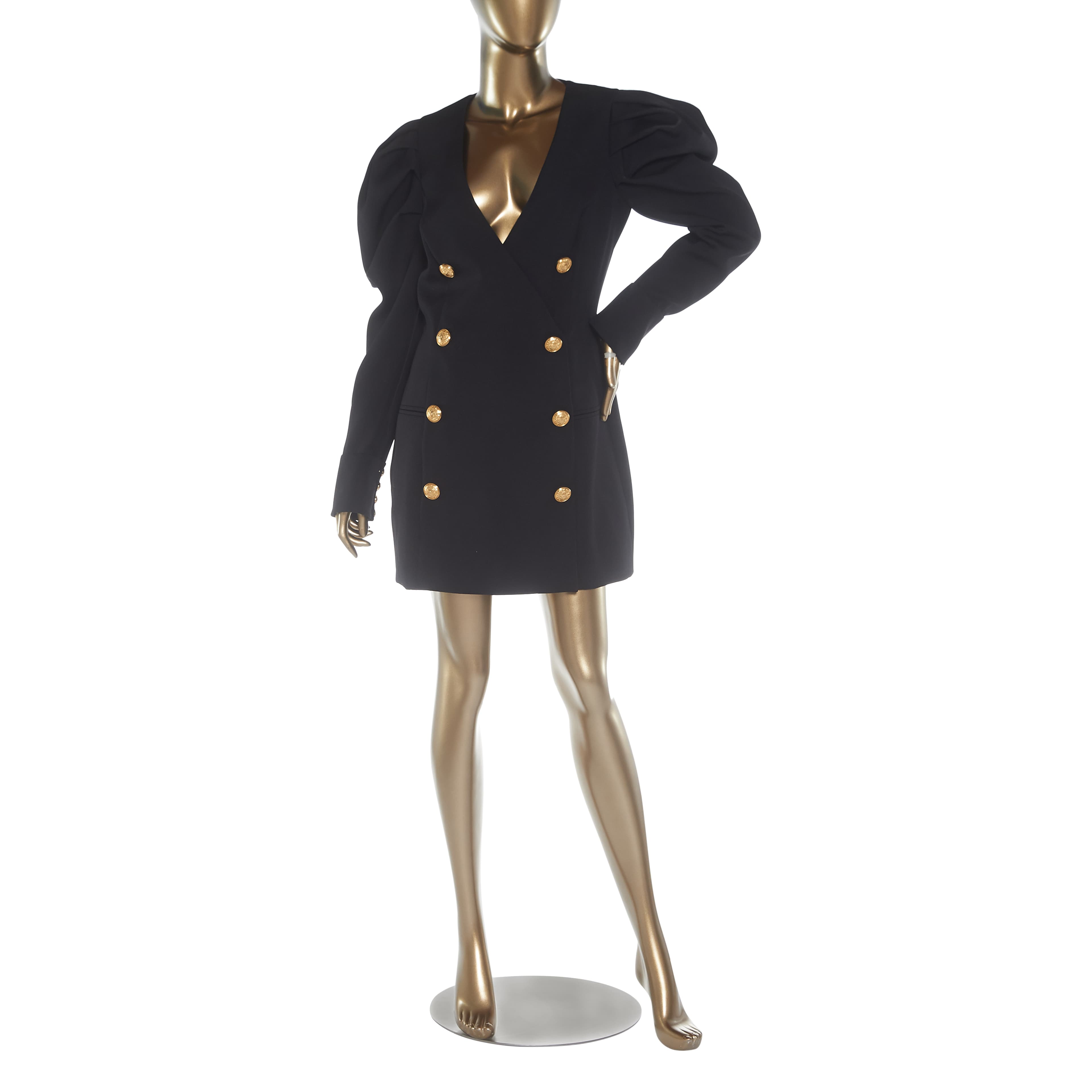 Balmain Double Breasted Puff Sleeve Dress