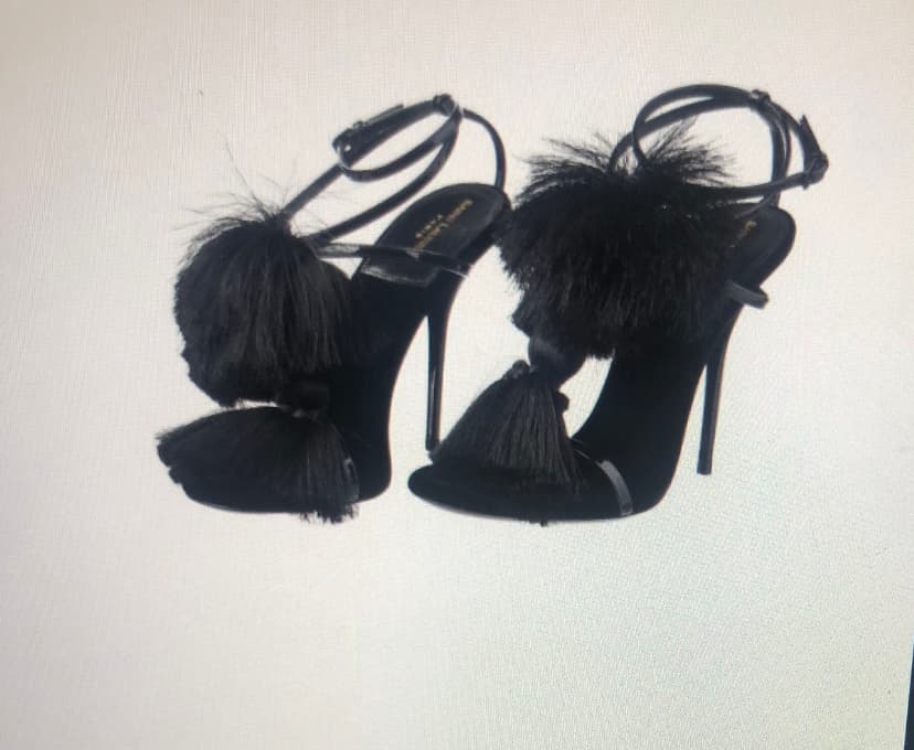 Saint Laurent Black Tassel Sandal Heels
