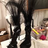 Saint Laurent Black Feather Sandals — image 1