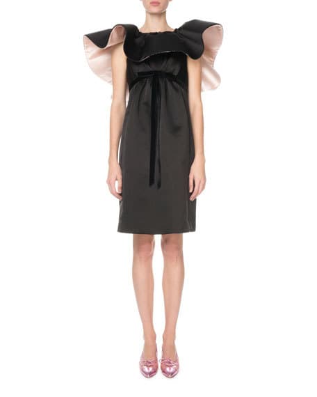 Marc Jacobs Ruffled-neck Satin Cocktail Dress