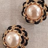 Chanel Pearl Chain Detail Clip On Earrings — image 1