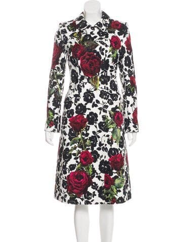 Dolce & Gabbana Rose Print Brocade Coat