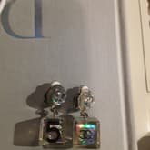 Vintage Chanel Iridescent Logo Clip On Earrings — image 1