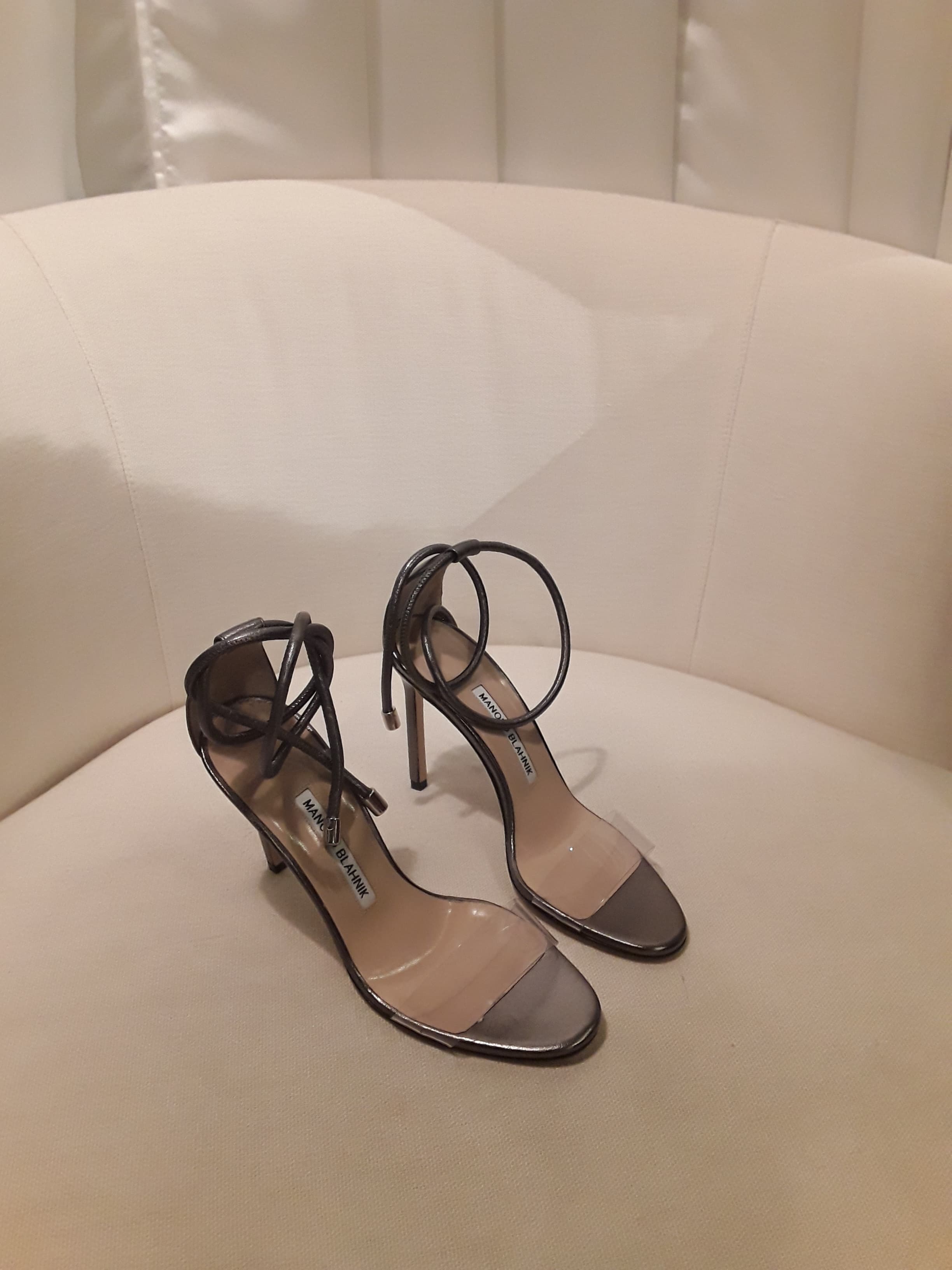 Manolo Blahnik Pvc Ankle Wrap Sandal