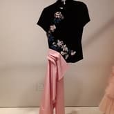 Oscar De La Renta Beaded Velvet Top With Drape Train — image 1