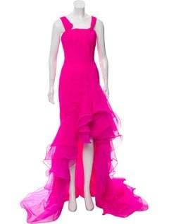 Oscar De La Renta Silk Ruffled Gown