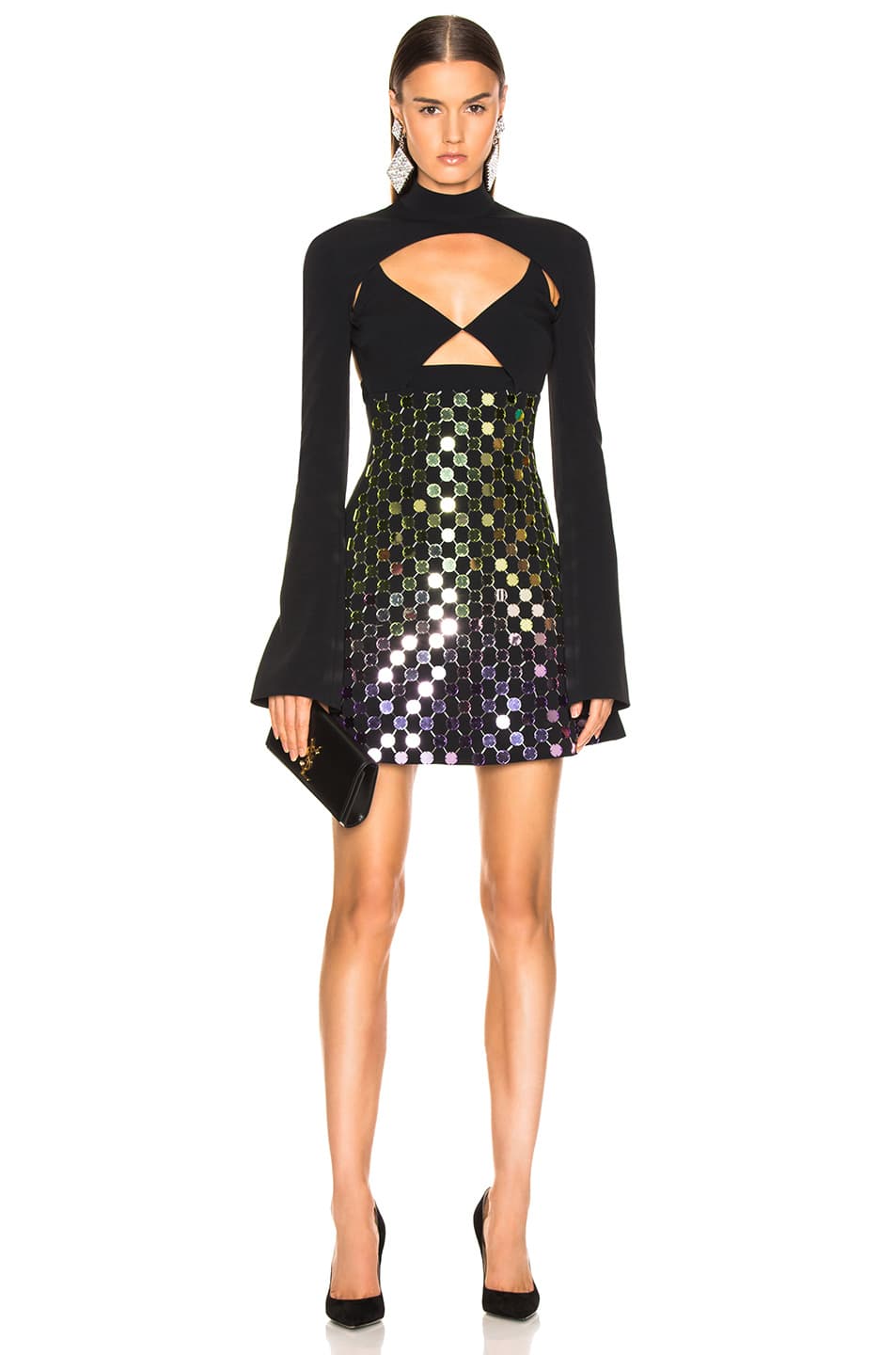 David Koma Circle Embellished Triangle Bra Dress