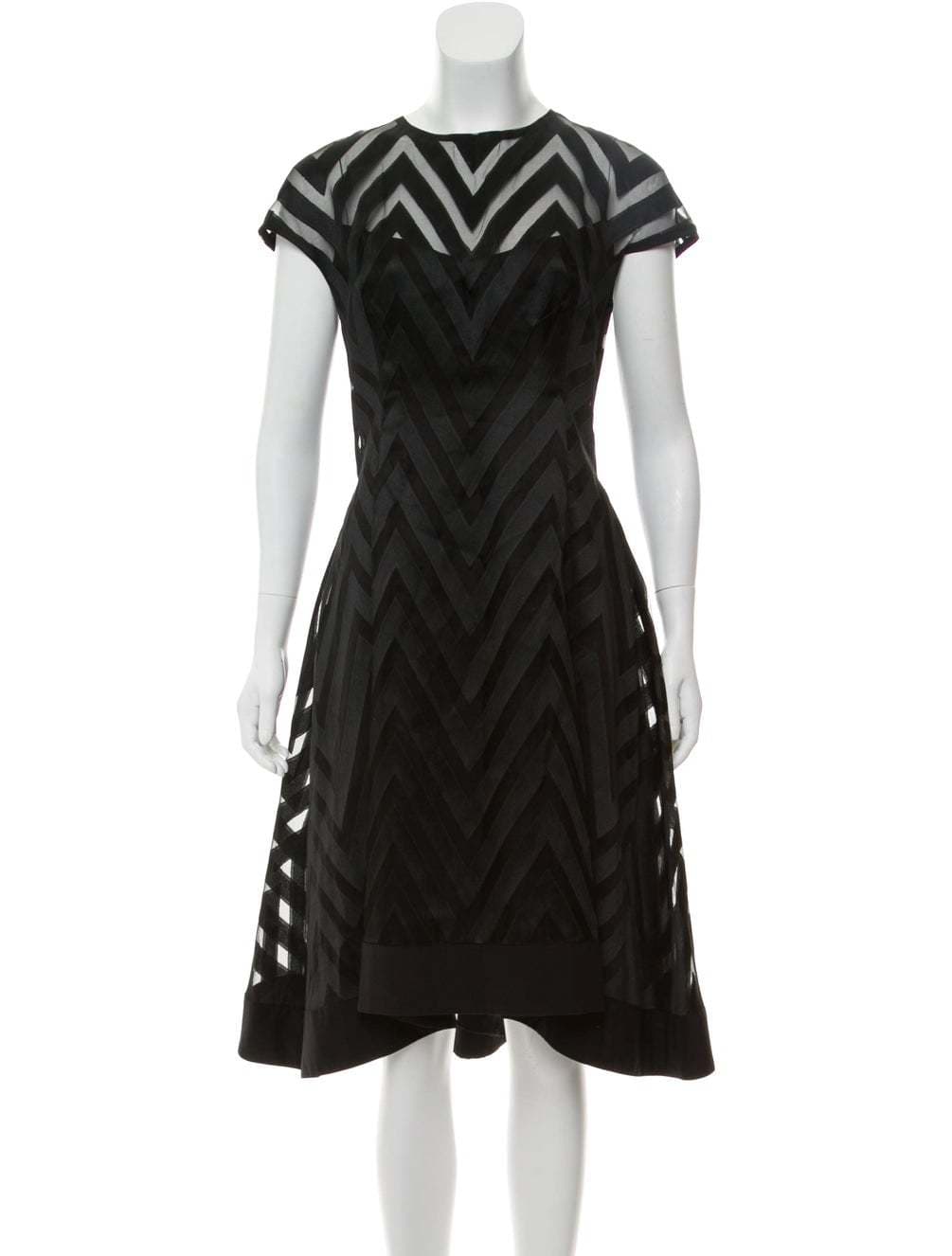 Lela Rose Chevron Midi Dress