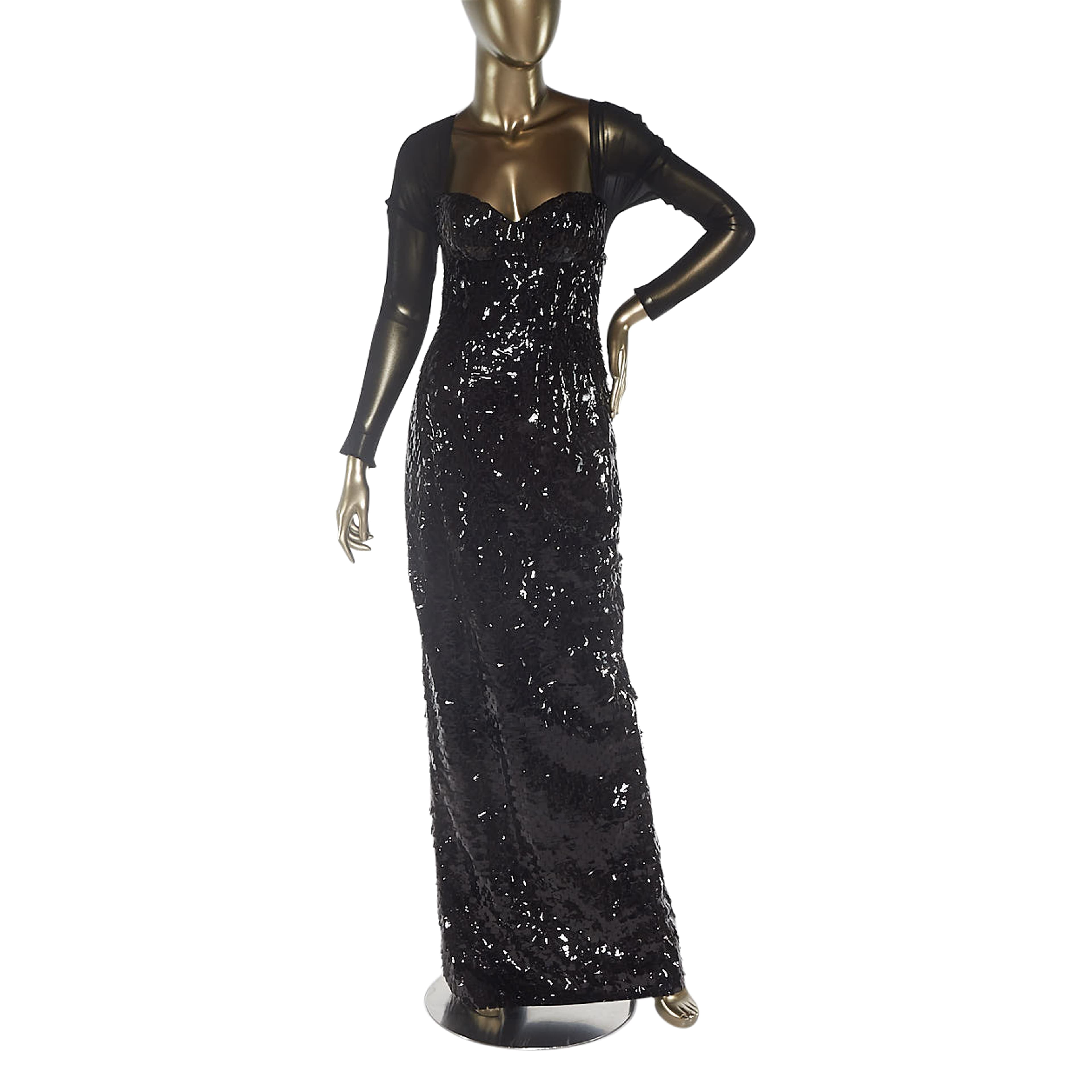 Tom Ford Black Long Sleeve Embellished Gown