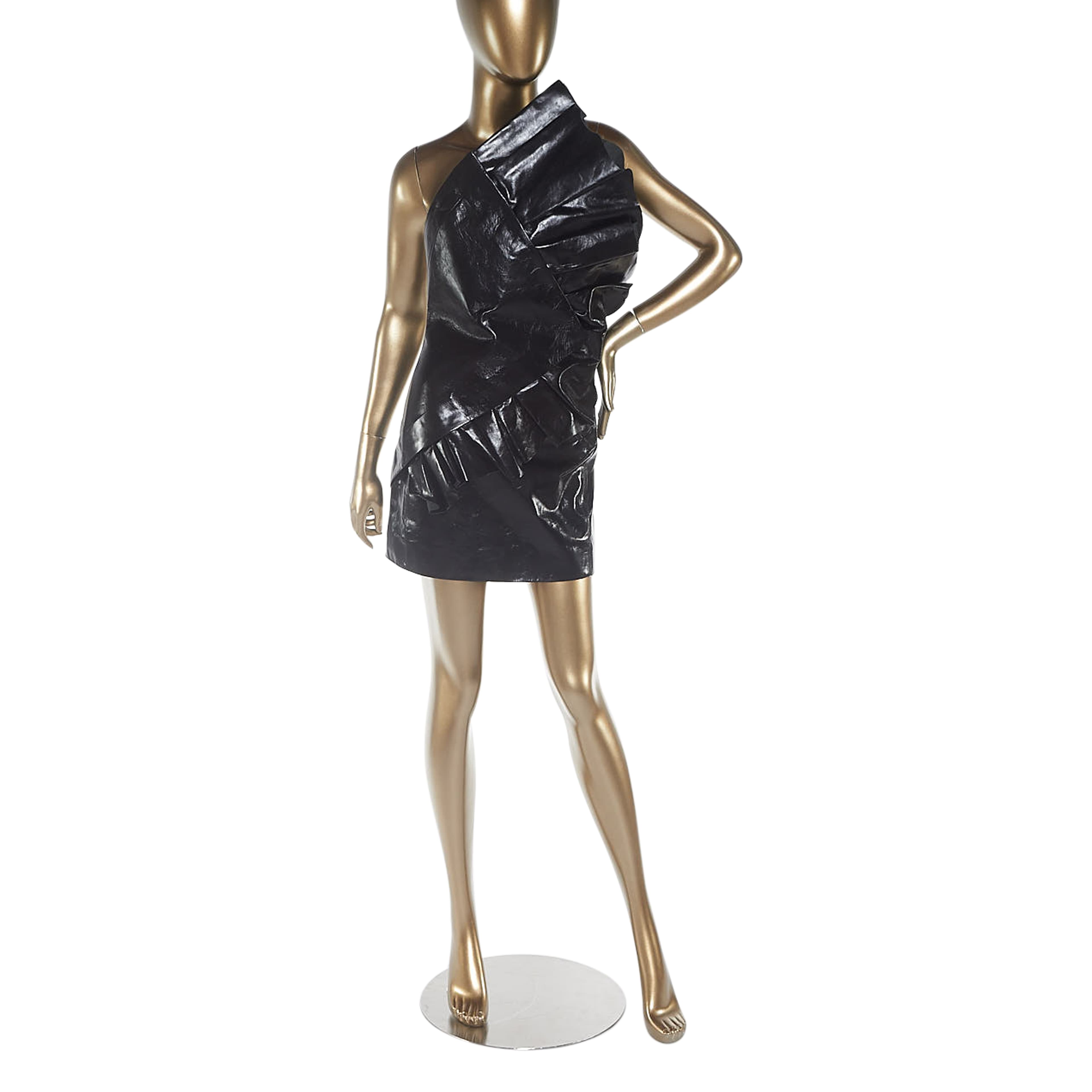 Saint Laurent Black Strapless Leather Dress