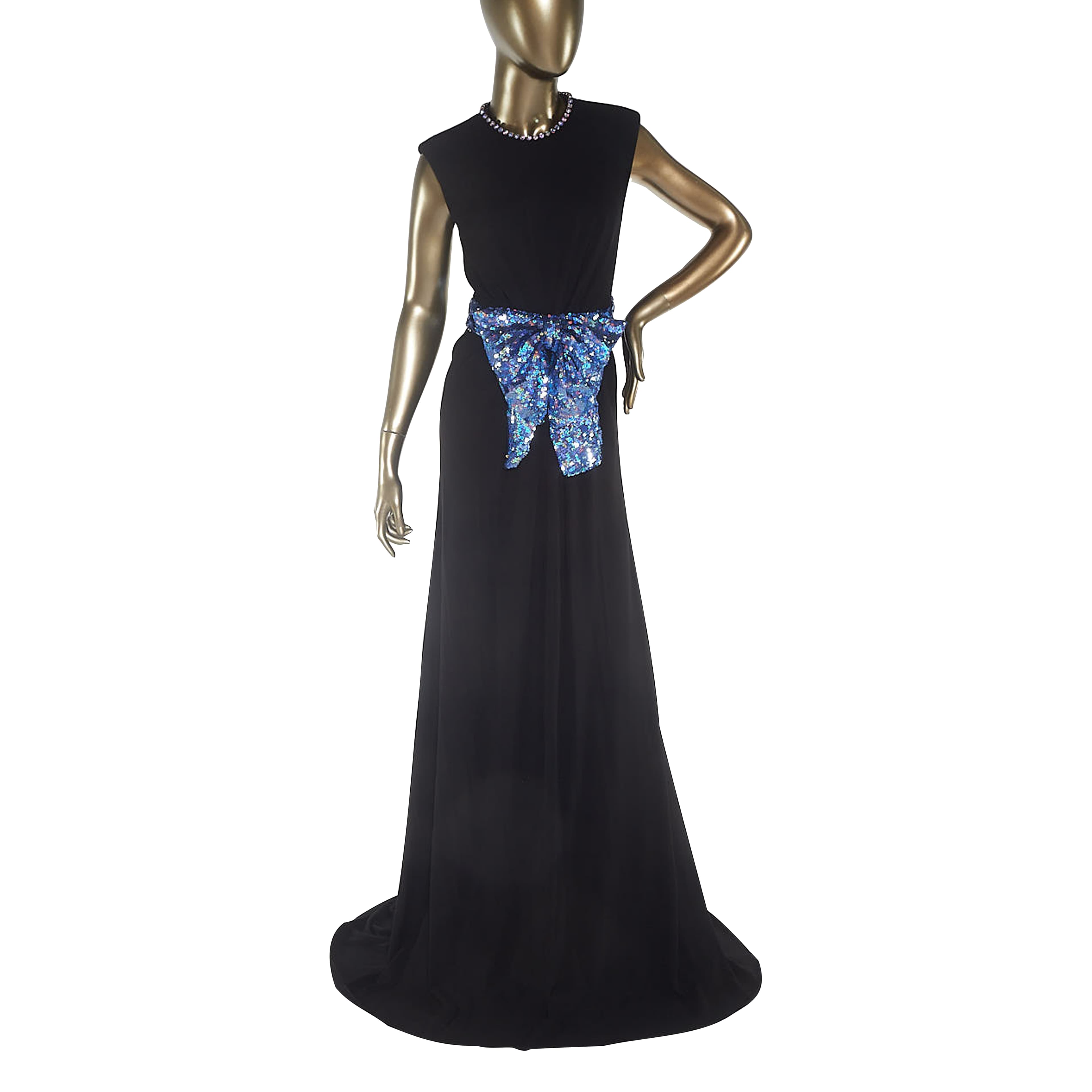 Gucci Sequin Bow Embellished Gown With Rhinestone Collar