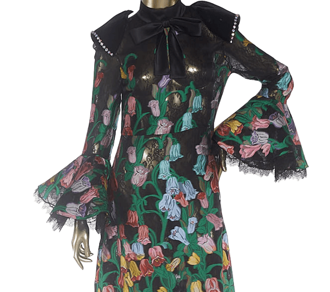 Gucci Fall 2017 Floral Dress With Rhinestones