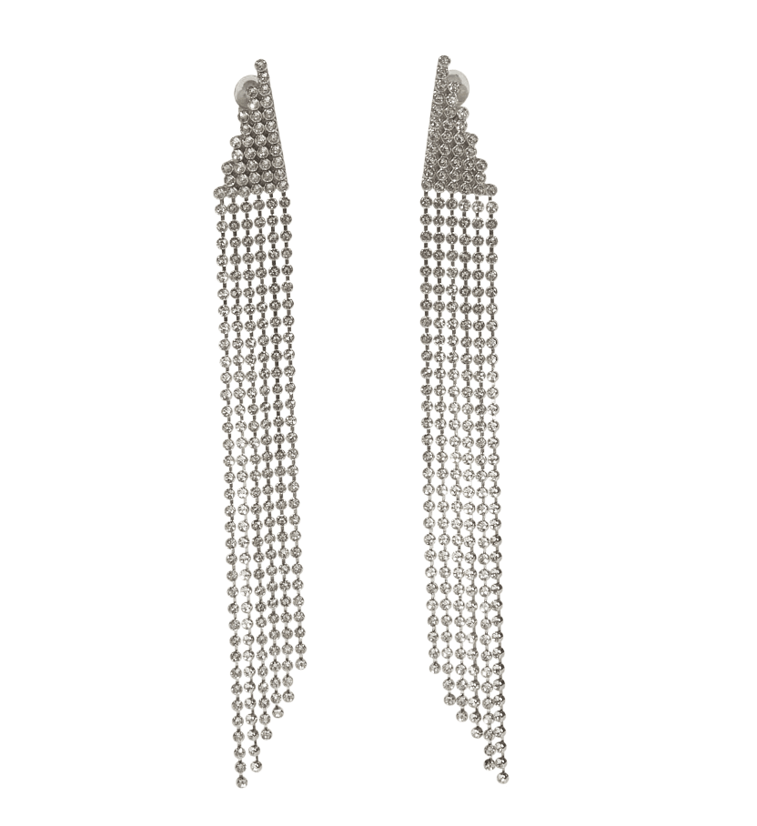 Saint Laurent Long Tassel Rhinestone Earrings