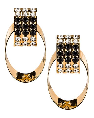 Saint Laurent Gold And Black Oval Earrings