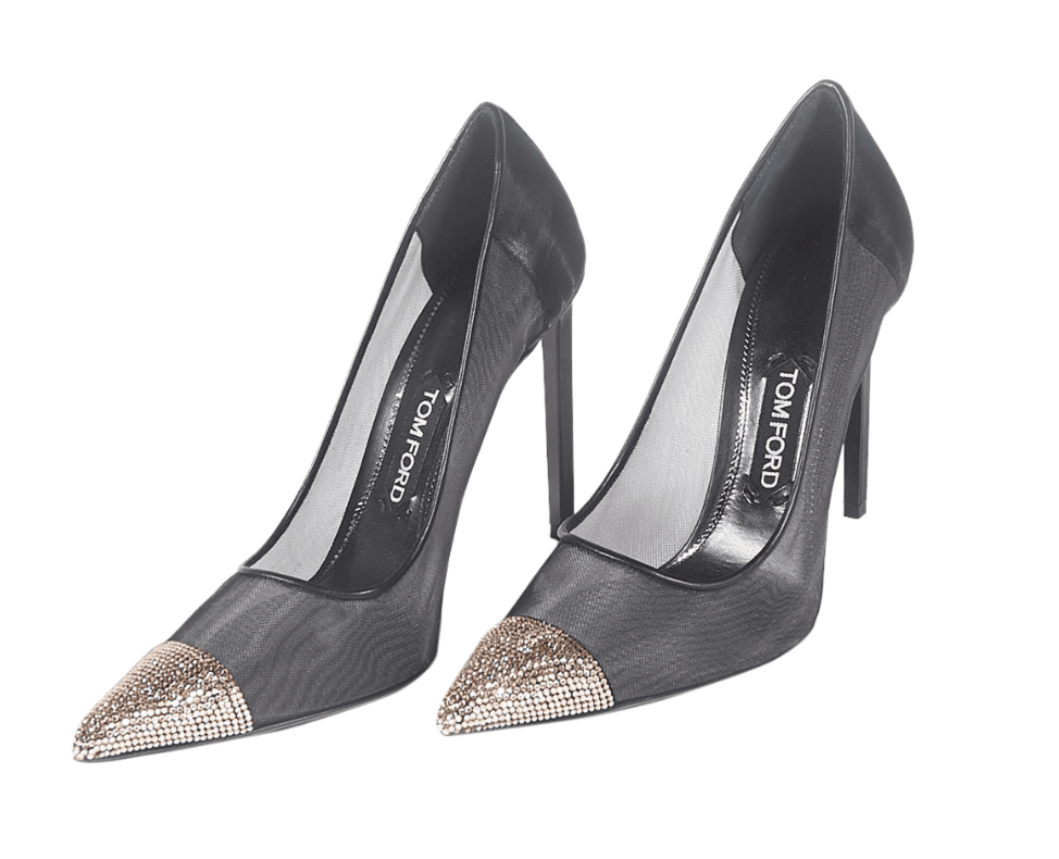 Tom Ford Mesh Pump With Rose Gold Rhinestones