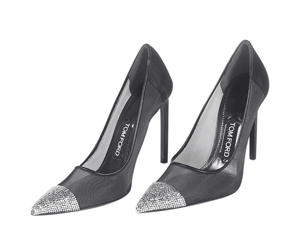 Tom Ford Black Mesh Crystal Toe Pumps