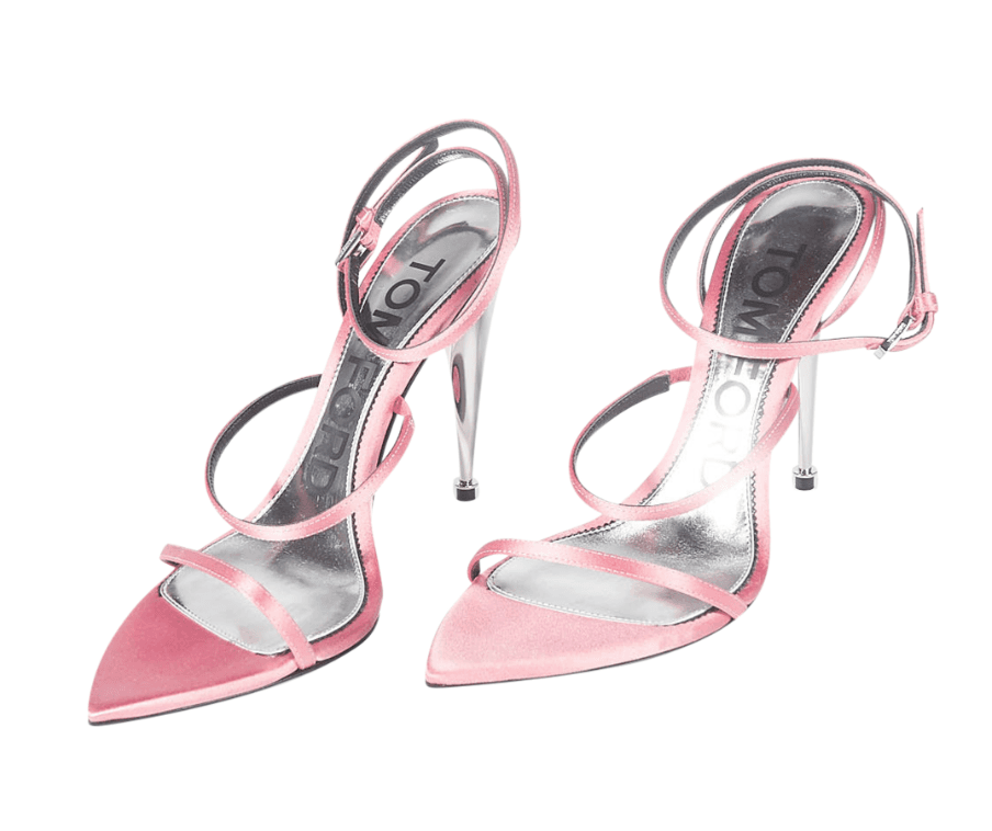 Tom Ford Pink Satin Heel Sandals 38.5