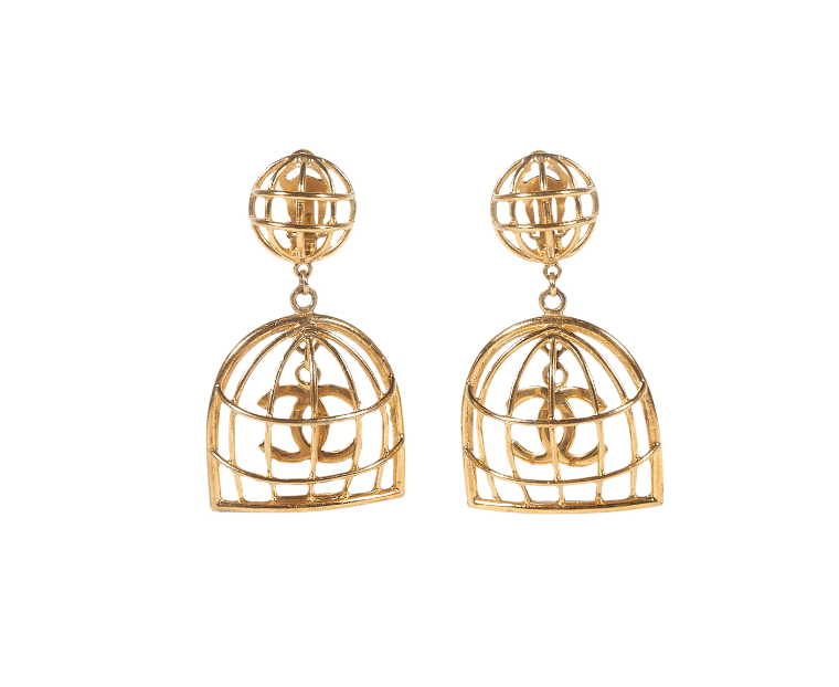 Chanel Vintage 1993 Bird Cage Earrings