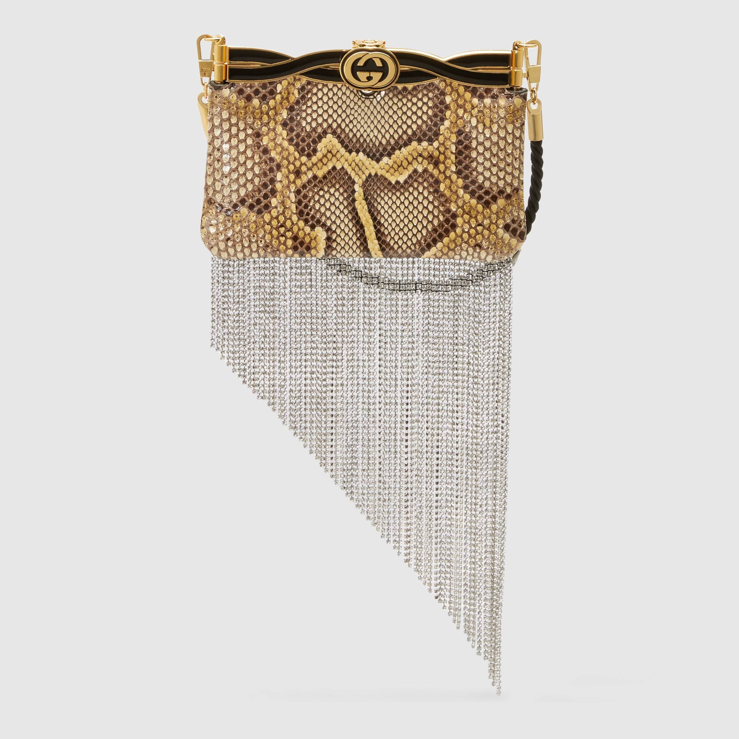 Gucci By Tom Ford Broadway Python Crystal Fringe Evening Bag