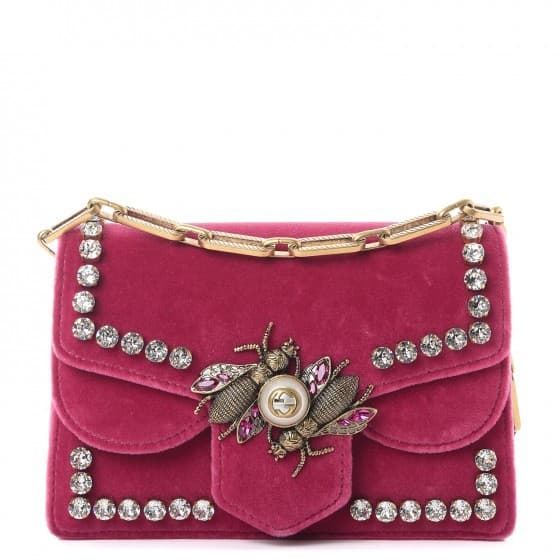 Gucci Velvet Crystal Mini Broadway Bee Bag