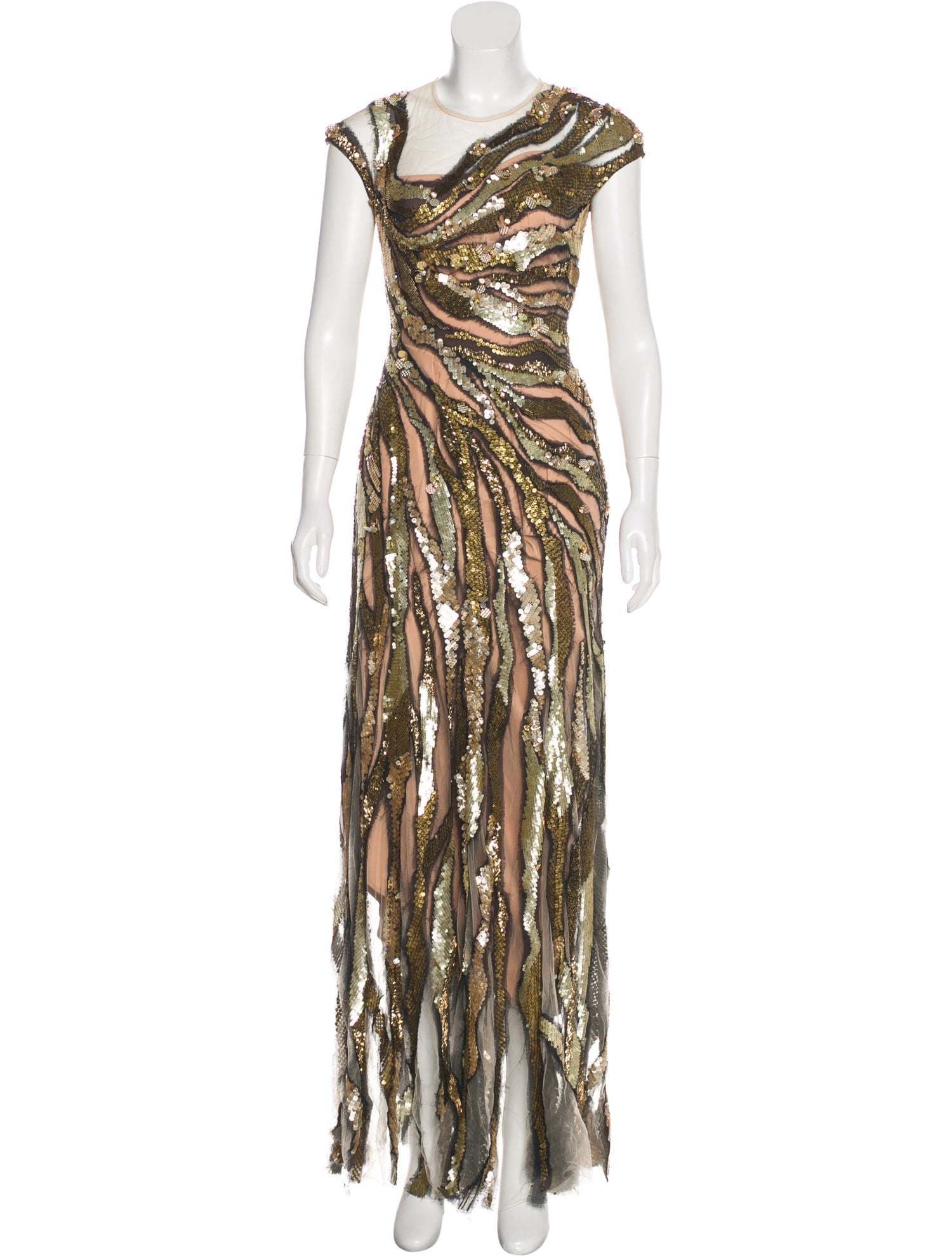 Jenny Packham Mesh Embellished Dress