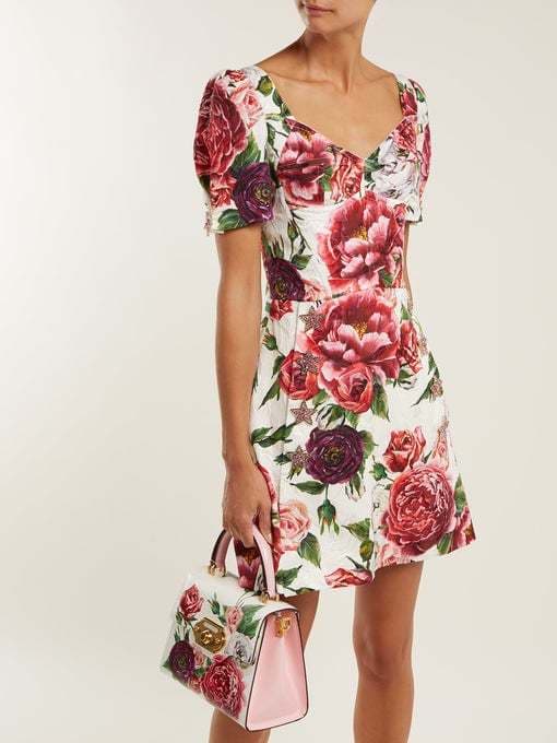 Dolce & Gabbana Peony Floral Brocade Dress