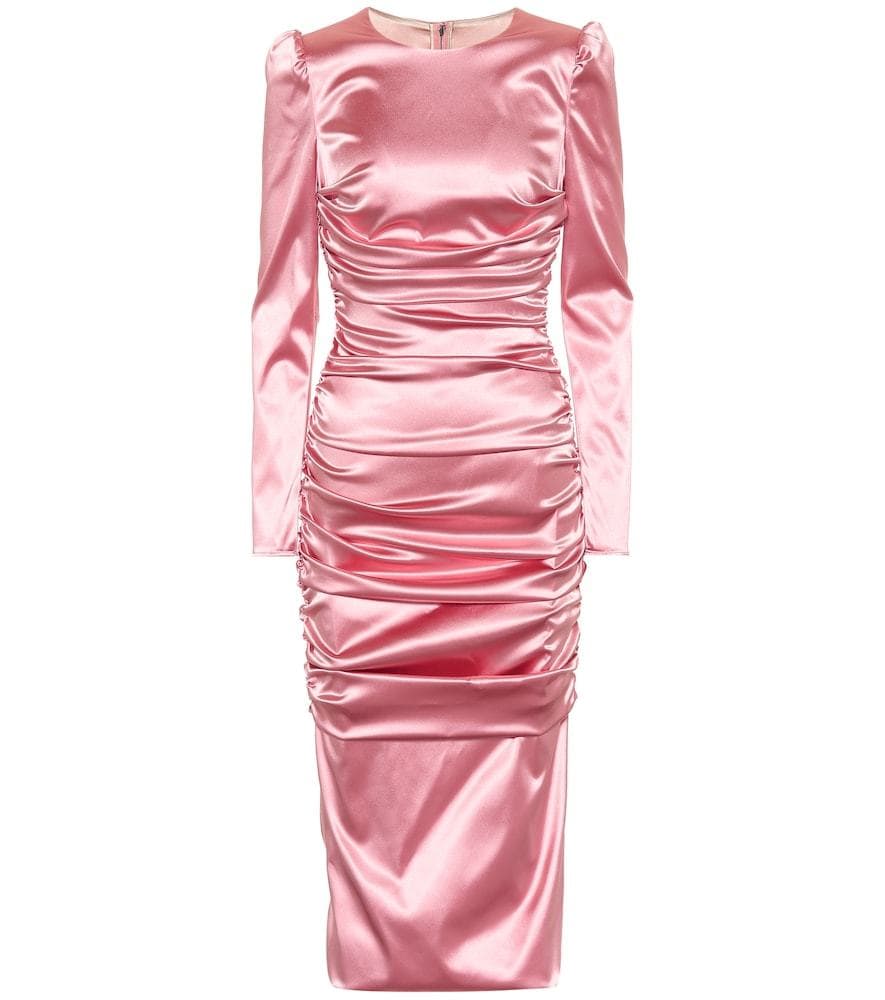 Dolce & Gabbana Stretch-satin Midi Dress In Pink