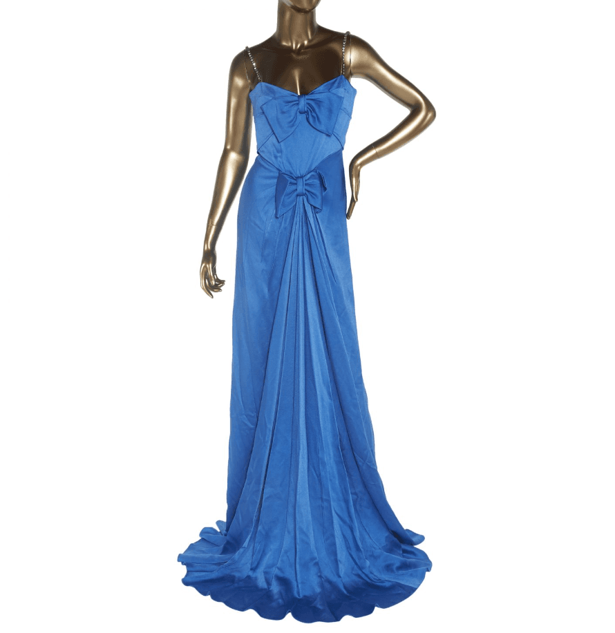 Gucci Rhinestone Strap Gown With Bow Detail