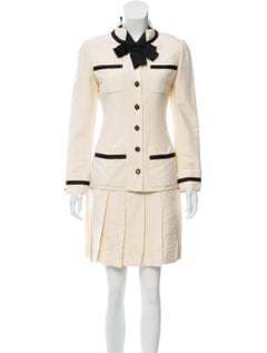 Chanel Vintage Pleated Knee-length Skirt Suit