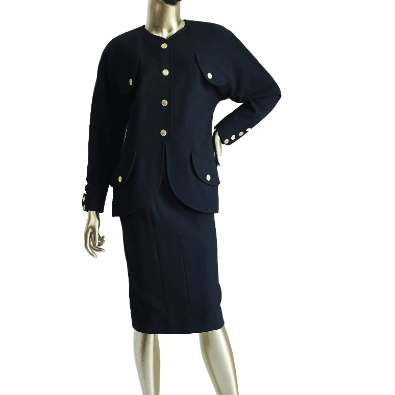 Chanel Vintage Wool Knee-length Skirt Suit