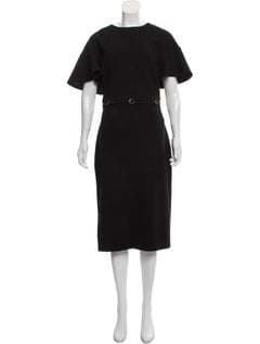 Lela Rose Wool Embellished Midi Dress