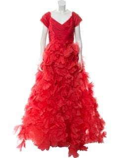 Monique Lhuillier Silk Short Sleeve Gown