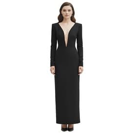 Saint Laurent Wool Plunging Long Sleeve Gown — image 2