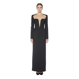 Saint Laurent Wool Plunging Long Sleeve Gown — image 3