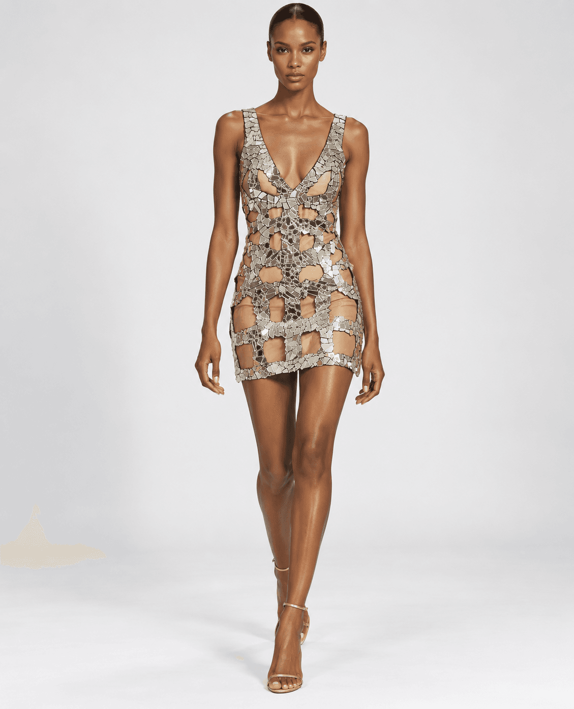 Tom Ford Sleeveless Mirror Embellished Short Dress
