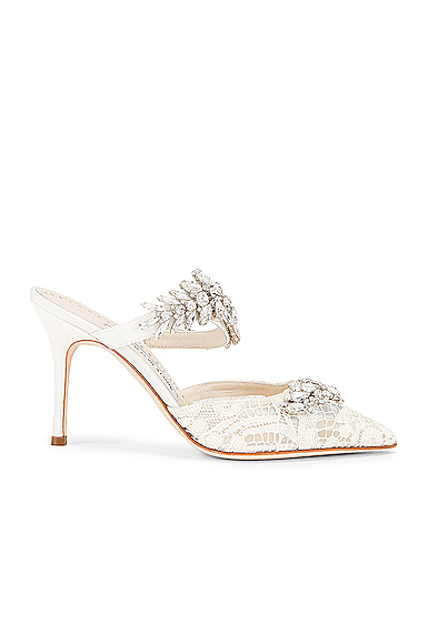 Manolo Blahnik Manolo Blahnik Lurum 90 Mule In White