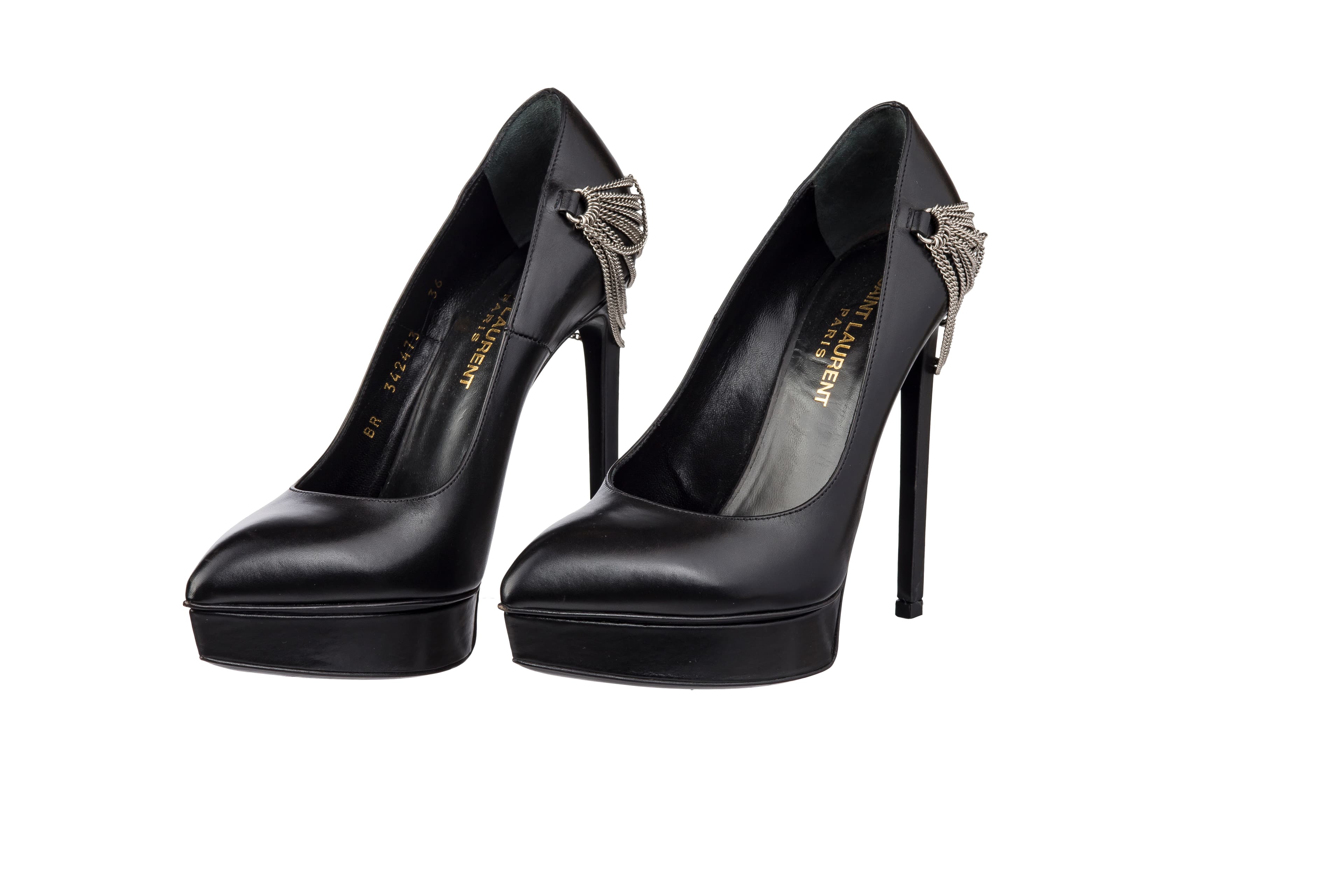 Saint Laurent Platform Heels With Chain Embellishment
