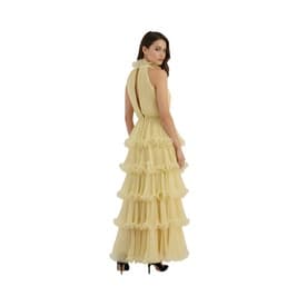Travilla Yellow High Neck Tiered Dress — image 4