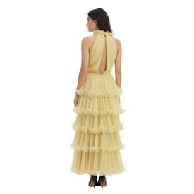 Travilla Yellow High Neck Tiered Dress — image 5