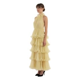 Travilla Yellow High Neck Tiered Dress — image 6